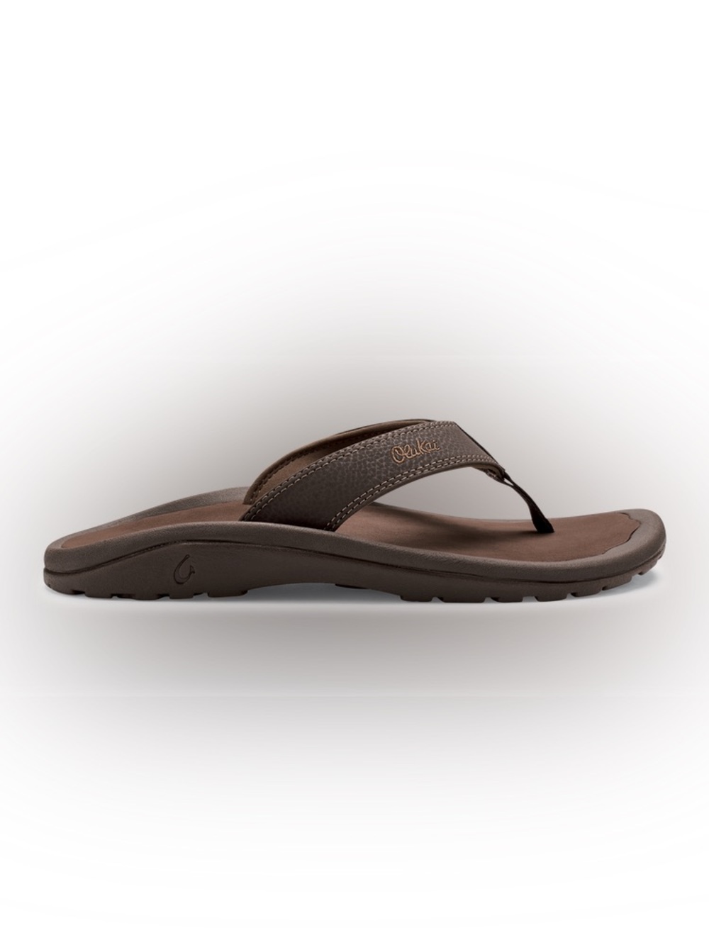 OluKai Brown Men's Leather Flip-Flop Sandal